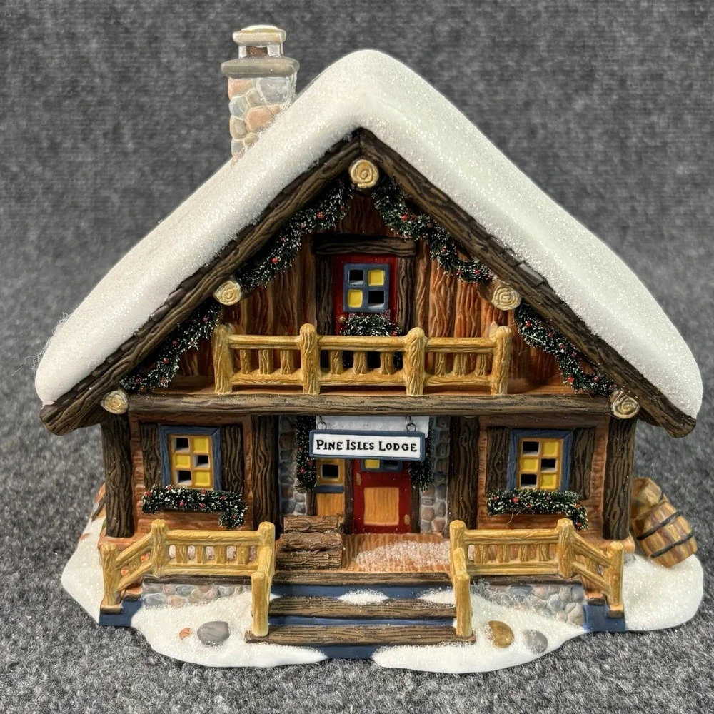Department 56 Pine Isles Lodge Simple Traditions in orig box Winter Ski Cabin